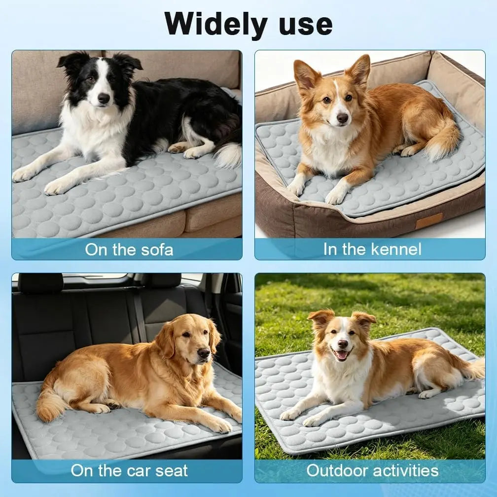 Dog Cooling Mat for Small Medium Dogs, Long-Lasting Cool Pad for Dogs Outdoor & Indoor Use with Ice Silk Fabric & Waterproof Cover, Summer Cooling Pet Bed, Non-Slip Washable Pet Blanket